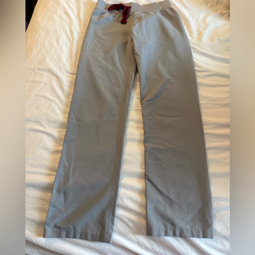 Figs Gray Women's Pants with Red Drawstring